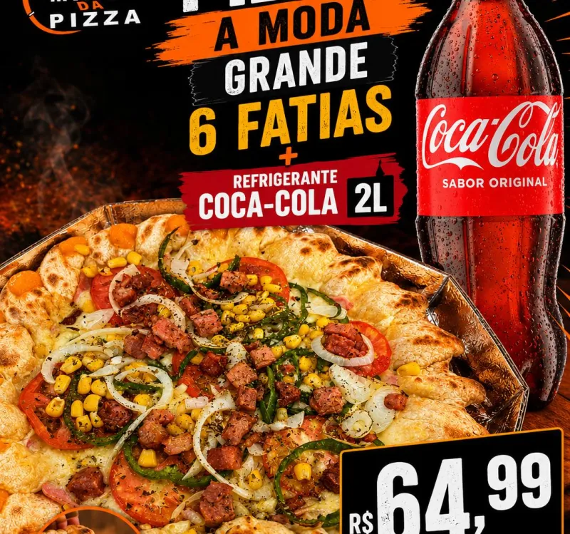 A Moda Grande 6 fatias + Coca Cola 2L (tradicional ou zero)